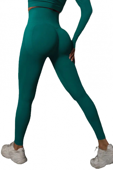 pantaloni-sport-modelatori-cu-efect-de-compresie-emerald-verde, pantaloni modelatori dama seamless fara cusaturi, colanti mulati verde [2]