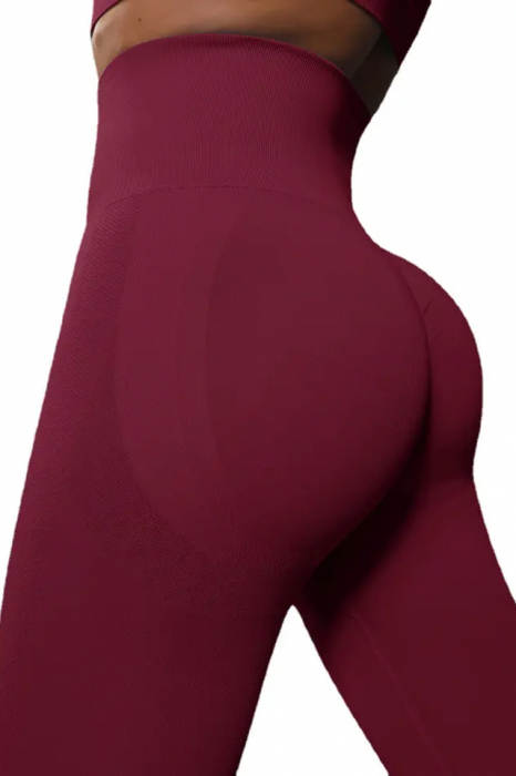 pantaloni-sport-modelatori-cu-efect-de-compresie-ruby rosu, pantaloni modelatori dama seamless fara cusaturi, colanti mulati rosii [5]