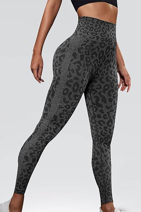 Colanti sport modelatori cu talie inalta Feel Leopard, scrunch, Negru [3]