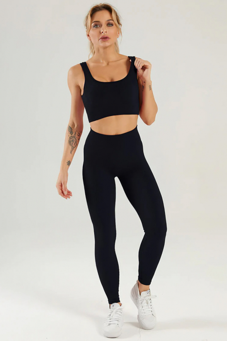 Top fitness cu susținere ridicată, Negru [5]