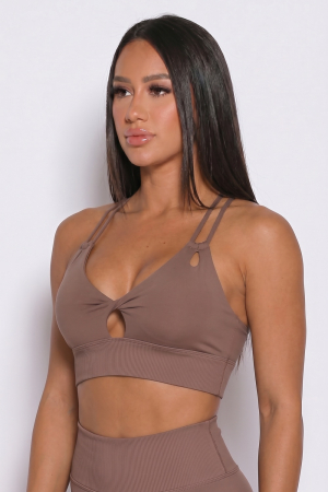 Topuri - Bustiera sport cu sustinere ridicata Duo Strap, Bej Taupe