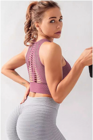 Bustiera fitness sustinere ridicata, Roz inchis [3]