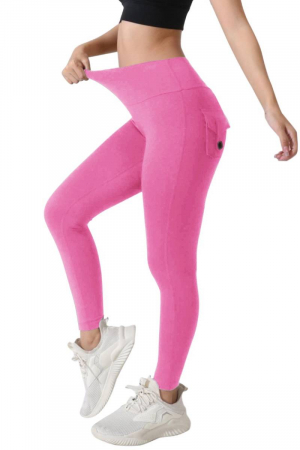Colanti dama sport cu talie inalta si buzunare Cargo Pump, Roz [4]