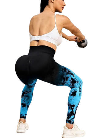 Colanti fitness modelatori Gradient Marble, Negru/Albastru [4]