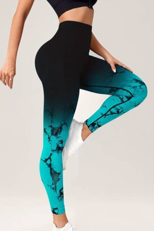 Colanti fitness modelatori Gradient Marble, Negru/Turcoaz Colanti fitness modelatori Gradient Marble, Negru/Turcoaz