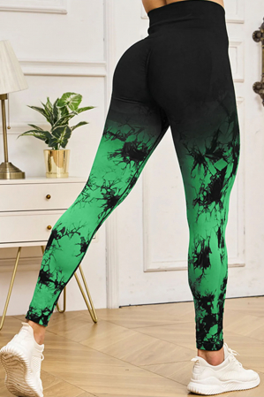 Colanti Marble - Colanti fitness modelatori Gradient Marble, Negru/Verde
