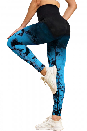 Colanti fitness modelatori Gradient Marble, Negru/Albastru [2]