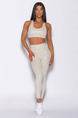 Compleu sport dama lucios din 2 piese Glam Leopard, Alb [1]