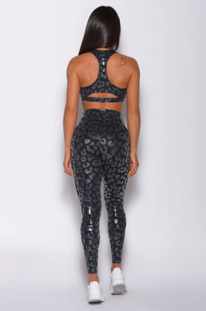 Compleu sport dama lucios din 2 piese Glam Leopard, Negru [4]