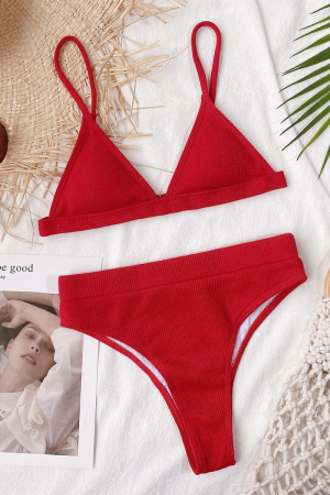 Costum de baie 2 piese Nisa, poliester, Rosu [4]