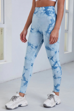 Pantaloni fitness modelatori cu elemente grafice Marble, Albastru [3]
