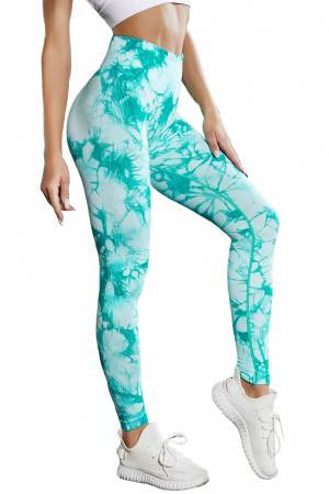 Pantaloni fitness modelatori cu elemente grafice Marble, Turcoaz [1]