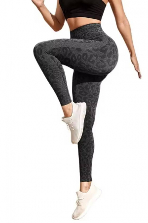 Colanti sport modelatori cu talie inalta Feel Leopard, scrunch, Negru [4]