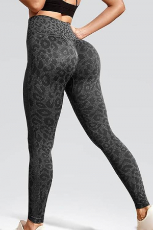 Colanti sport modelatori cu talie inalta Feel Leopard, scrunch, Negru [3]