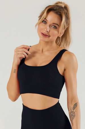 Top fitness cu susținere ridicată, Negru [1]