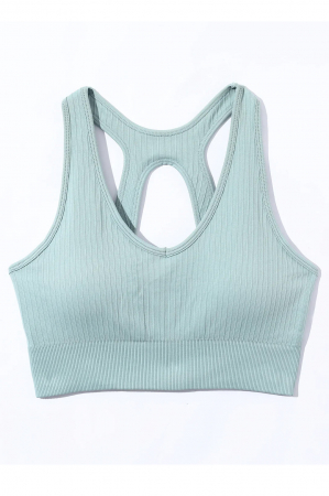 Top fitness cu sustinere ridicata si decolteu în V, Verde Pal [3]