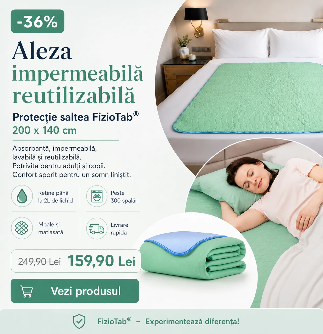 Aleza Impermeabila Reutilizabila FizioTab®