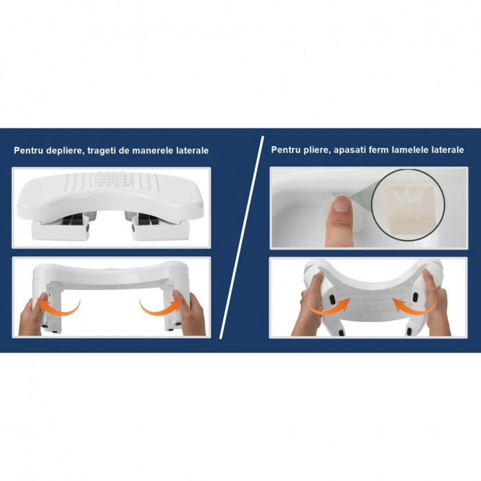 Scaunel Pliabil WC FizioTab®, Impotriva Constipatiei si Hemoroizilor, Pentru Pozitia Ghemuit Corecta Pe WC, Adulti si Copii, 1 buc, Alb, Inaltime 18 cm [6]