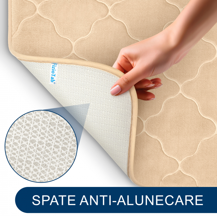 Set 3 Covorase Baie FizioTab®, Microfibra, Spuma cu Memorie, 80x50, 50x40, 40x45, Antiderapante, Bej natural [4]
