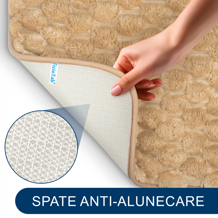 Set 3 Covorase Baie FizioTab®, Microfibra, Spuma cu Memorie, 80x50, 50x40, 40x45, Antiderapante, Bej [4]