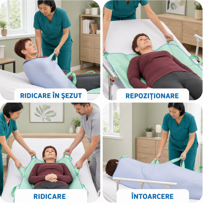 Aleza 8 Manere 90 x 200 pentru Repozitionare, Ridicare, Intoarcere Usoara, Impermeabila si Reutilizabila FizioTab®, Tip Cearceaf Absorbant, Protectie Saltea Lavabila [3]