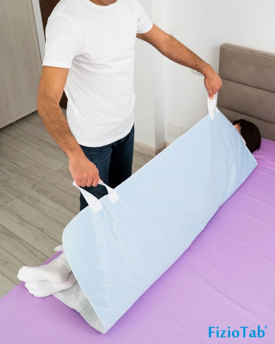 Aleza FizioTab® Mare cu MANERE pentru Manevrare Usoara, Protectie pentru Saltea Impermeabila, pentru Pacienti cu Incontinenta, 131 X 90 cm, Albastru [2]