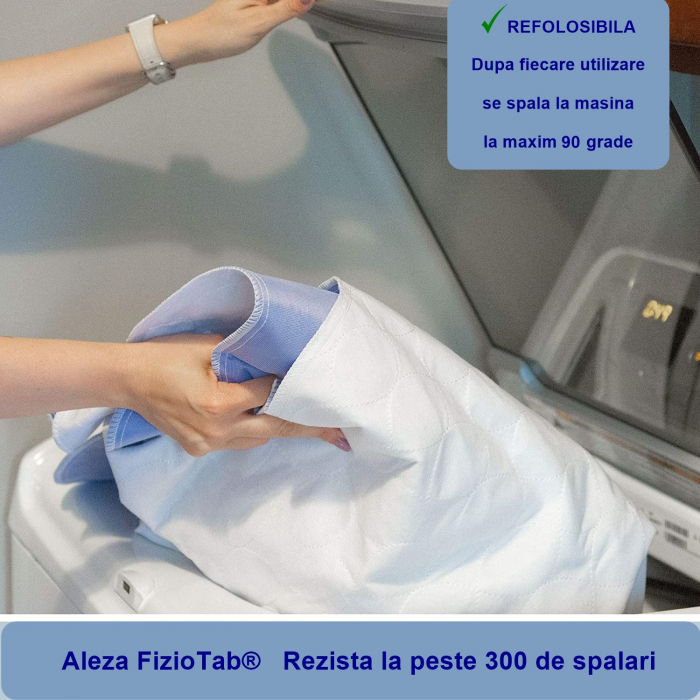 Aleza FizioTab® Mare cu MANERE pentru Manevrare Usoara, Protectie pentru Saltea Impermeabila, pentru Pacienti cu Incontinenta, 131 X 90 cm, Albastru [8]