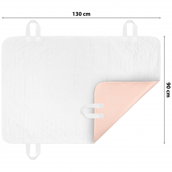 Aleza FizioTab® Mare cu MANERE pentru Manevrare Usoara, Protectie pentru Saltea Impermeabila, pentru Pacienti cu Incontinenta, Adulti si Copii, 131 X 90 cm, Bej [3]