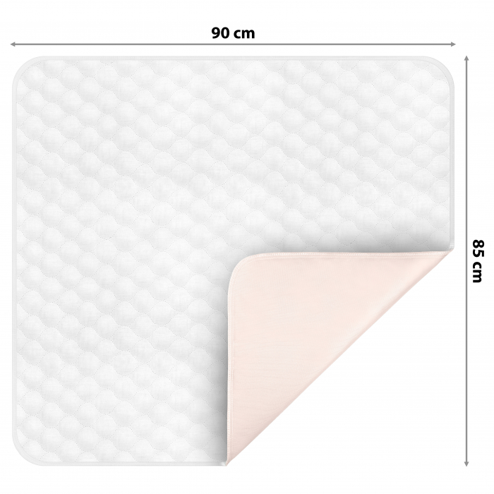 Aleza FizioTab®, Protectie saltea impermeabila /  Paturica absorbanta pentru pat, Reutilizabila, pentru Adulti si Copii, Pacienti cu Incontinenta, Lavabila, 90 x 85 cm, Bej/Alb [2]