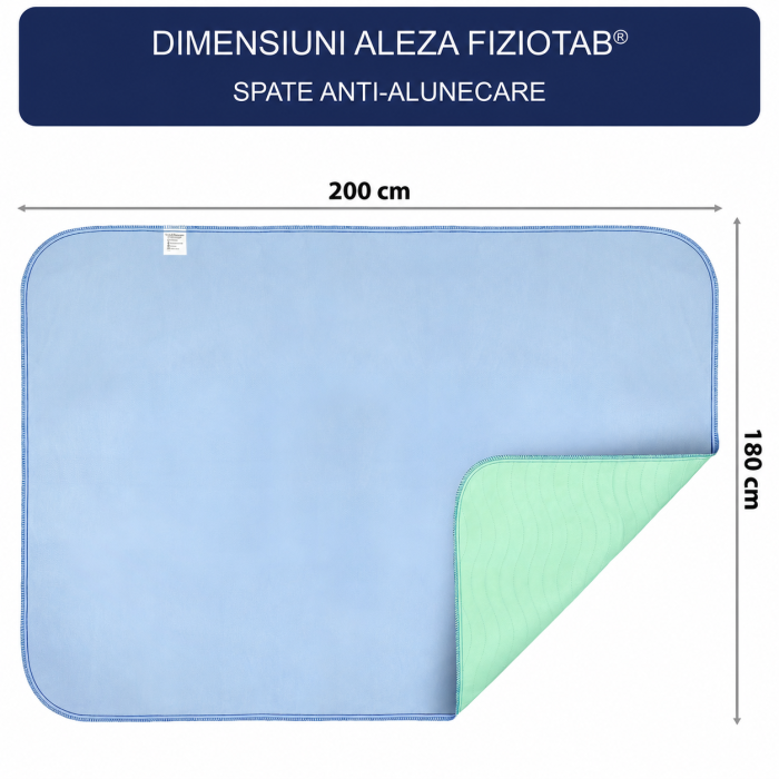 Aleza 180 x 200 Impermeabila si Reutilizabila FizioTab®, Tip Cearceaf Absorbant, Protectie Saltea Lavabila pentru Pacienti cu Incontinenta, Adulti si Copii, Verde/Albastru [5]
