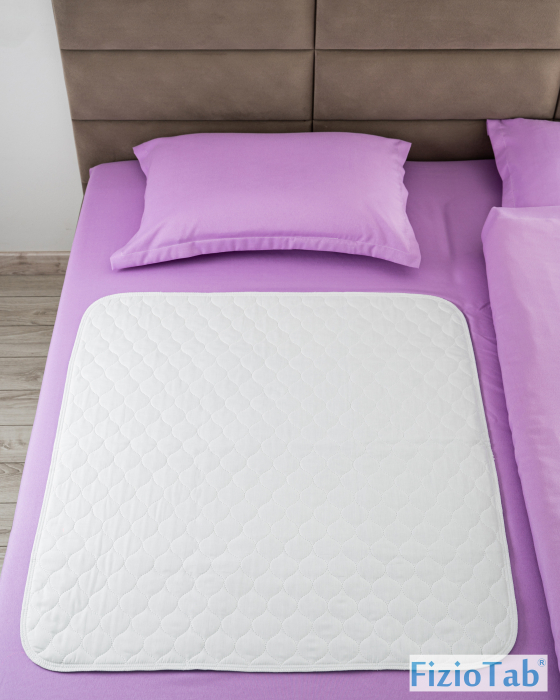 Aleza Impermeabila FizioTab®, Protectie Saltea Lavabila si Reutilizabila pentru Adulti si Copii, 90 x 85 cm, Roz/Alb [4]