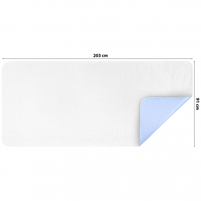Aleza Impermeabila, Lavabila si Reutilizabila FizioTab®, pentru Pacienti cu Incontinenta, Adulti si Copii, 203 x 91 cm, Albastru/Alb [3]