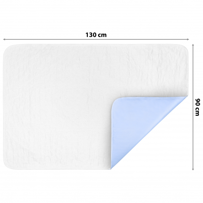 Aleza Impermeabila, Lavabila si Reutilizabila FizioTab®, pentru Pacienti cu Incontinenta si Copii, 131 x 90 cm, Albastru/Alb [2]