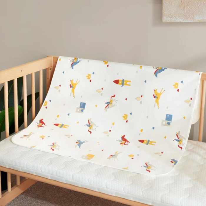 Aleza impermeabila mare pentru copii, FizioTab®, 80x100 cm, absorbanta si lavabila, refolosibila, tip paturica, pentru schimbat scutecul bebelusului, Cai [8]