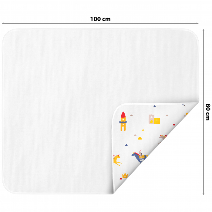 Aleza impermeabila mare pentru copii, FizioTab®, 80x100 cm, absorbanta si lavabila, refolosibila, tip paturica, pentru schimbat scutecul bebelusului, Cai [2]