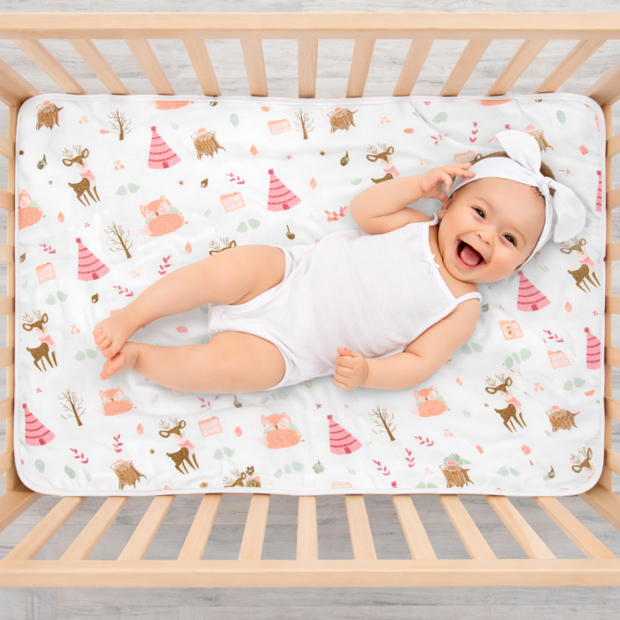 Aleza impermeabila mare pentru copii, FizioTab®, 80x100 cm, absorbanta si lavabila, refolosibila, tip paturica, pentru schimbat scutecul bebelusului, Caprioare [6]