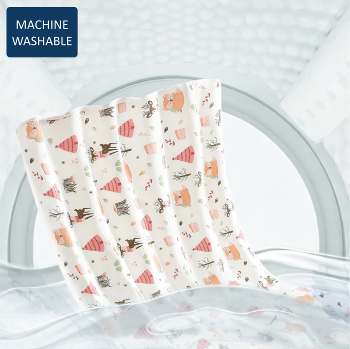 Aleza impermeabila mare pentru copii, FizioTab®, 80x100 cm, absorbanta si lavabila, refolosibila, tip paturica, pentru schimbat scutecul bebelusului, Caprioare [5]