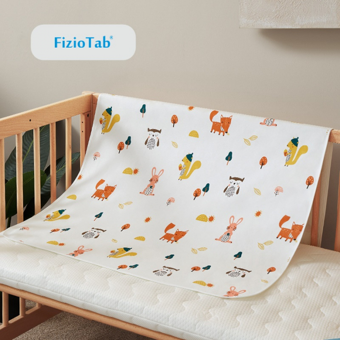 Aleza impermeabila mare pentru copii, FizioTab®, 80x100 cm, absorbanta si lavabila, refolosibila, tip paturica, pentru schimbat scutecul bebelusului, Forest [8]