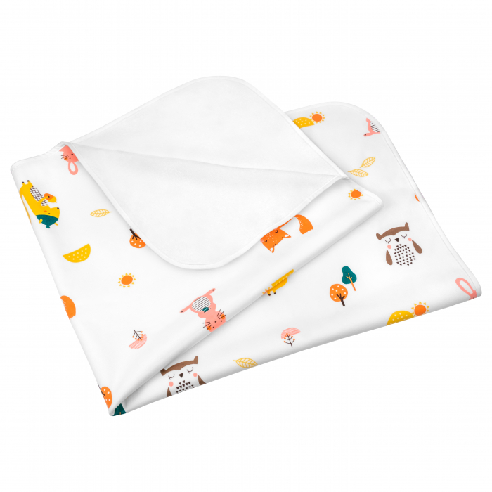 Aleza impermeabila mare pentru copii, FizioTab®, 80x100 cm, absorbanta si lavabila, refolosibila, tip paturica, pentru schimbat scutecul bebelusului, Forest [7]