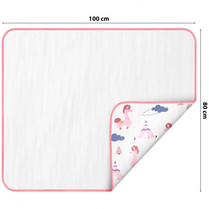 Aleza impermeabila mare pentru copii, FizioTab®, 80x100 cm, absorbanta si lavabila, refolosibila, tip paturica, pentru schimbat scutecul bebelusului, Lama [2]