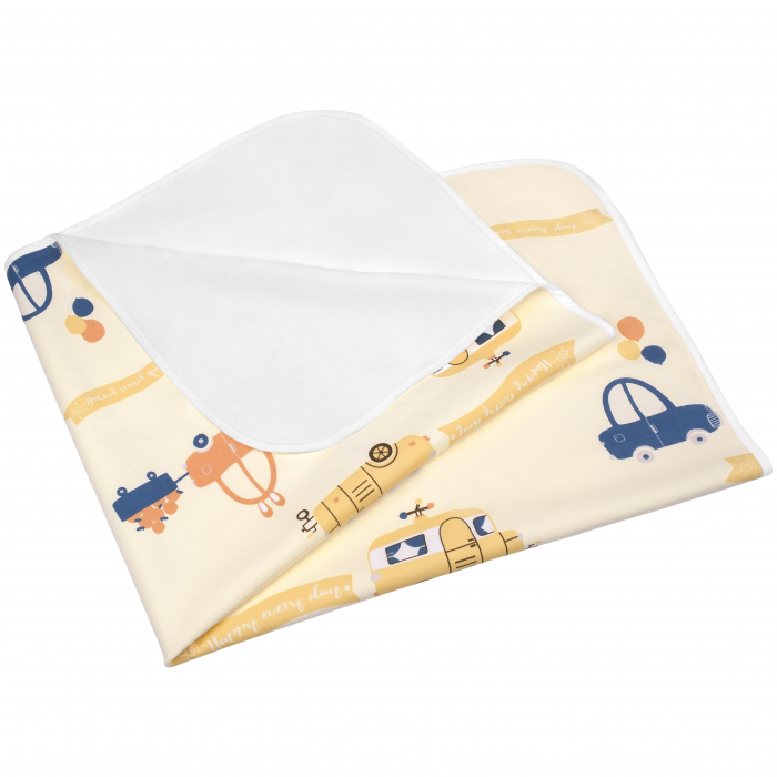 Aleza impermeabila mare pentru copii, FizioTab®, 80x100 cm, absorbanta si lavabila, refolosibila, tip paturica, pentru schimbat scutecul bebelusului, Masinute [7]
