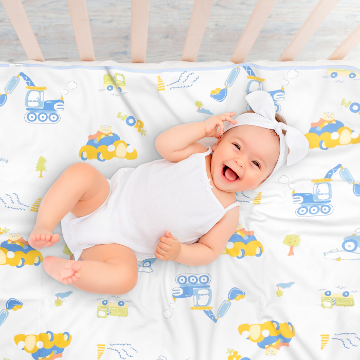 Aleza impermeabila mare pentru copii, FizioTab®, 80x100 cm, absorbanta si lavabila, refolosibila, tip paturica, pentru schimbat scutecul bebelusului, Tractorase [3]