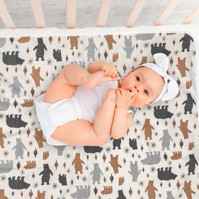 Aleza impermeabila mare pentru copii, FizioTab®, 80x100 cm, absorbanta si lavabila, refolosibila, tip paturica, pentru schimbat scutecul bebelusului, Ursi [3]