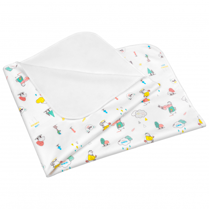 Aleza impermeabila mare pentru copii, FizioTab®, 80x100 cm, absorbanta si lavabila, refolosibila, tip paturica, pentru schimbat scutecul bebelusului Ursuleti [7]