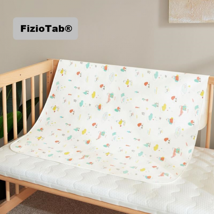 Aleza impermeabila mare pentru copii, FizioTab®, 80x100 cm, absorbanta si lavabila, refolosibila, tip paturica, pentru schimbat scutecul bebelusului Ursuleti [8]