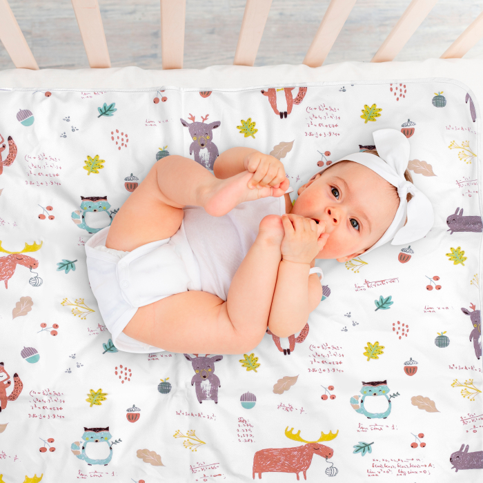 Aleza impermeabila mare pentru copii, FizioTab®, 80x100 cm, absorbanta si lavabila, refolosibila, tip paturica, pentru schimbat scutecul bebelusului, Veverite [3]