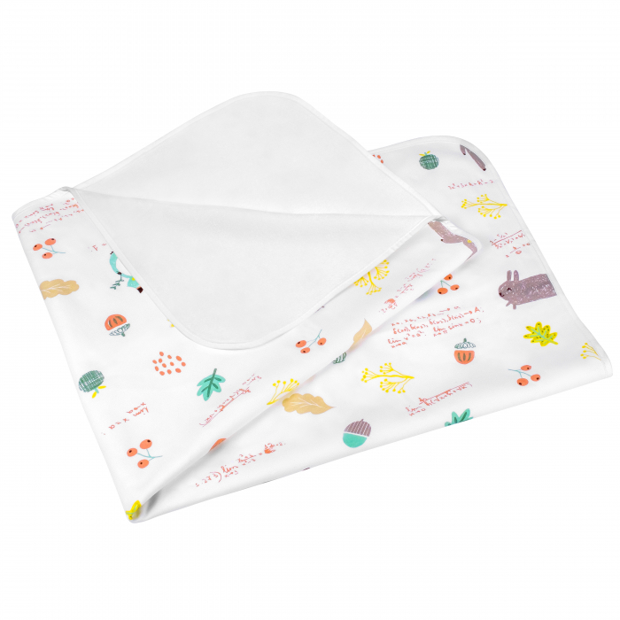 Aleza impermeabila mare pentru copii, FizioTab®, 80x100 cm, absorbanta si lavabila, refolosibila, tip paturica, pentru schimbat scutecul bebelusului, Veverite [9]