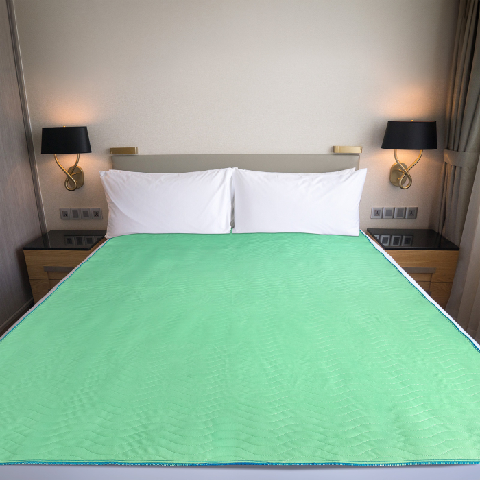 Aleza 180 x 200 Impermeabila si Reutilizabila FizioTab®, Tip Cearceaf Absorbant, Protectie Saltea Lavabila pentru Pacienti cu Incontinenta, Adulti si Copii, Verde/Albastru [3]
