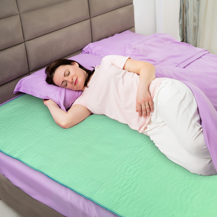 Aleza 180 x 200 Impermeabila si Reutilizabila FizioTab®, Tip Cearceaf Absorbant, Protectie Saltea Lavabila pentru Pacienti cu Incontinenta, Adulti si Copii, Verde/Albastru [2]