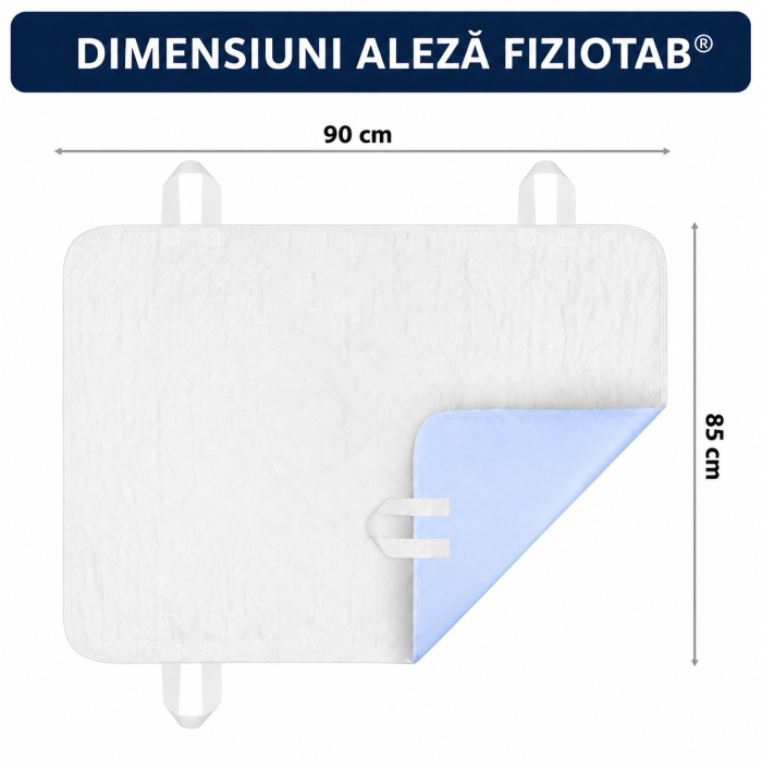 Aleza Manere 85 x 90 pentru Manevrare Usoara, Impermeabila si Reutilizabila FizioTab®, Tip Cearceaf Absorbant, Protectie Saltea Lavabila pentru Pacienti cu Incontinenta, Adulti si Copii, Albastru [2]
